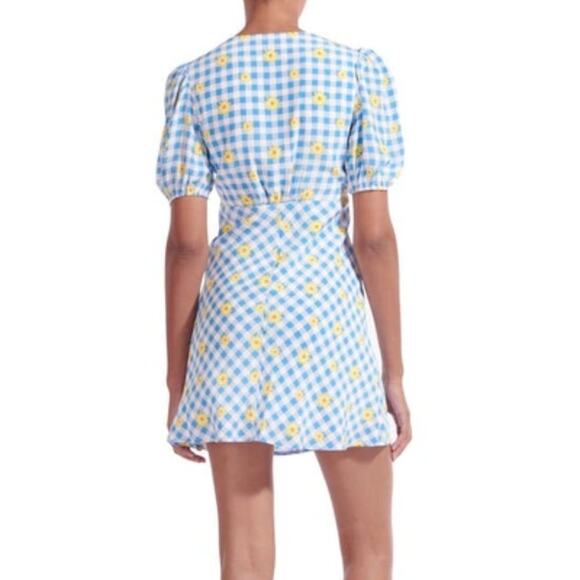 STAUD Milla Mini Dress in Gingham Daisy Plaid - Picture 4 of 5